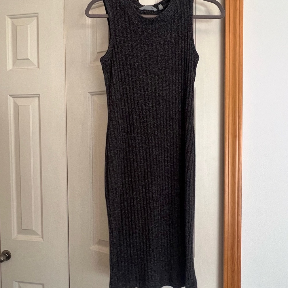 Athleta Charcoal Ribbed Midi Dress